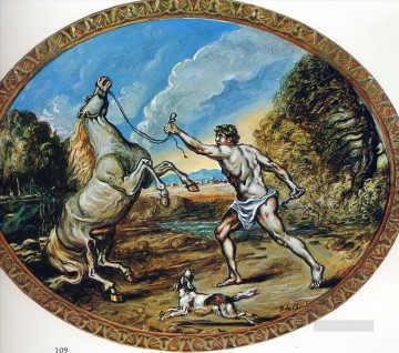 ジョルジョ・デ・キリコ Painting - キャスターと彼の馬 ジョルジョ・デ・キリコ 形而上学的シュルレアリスム